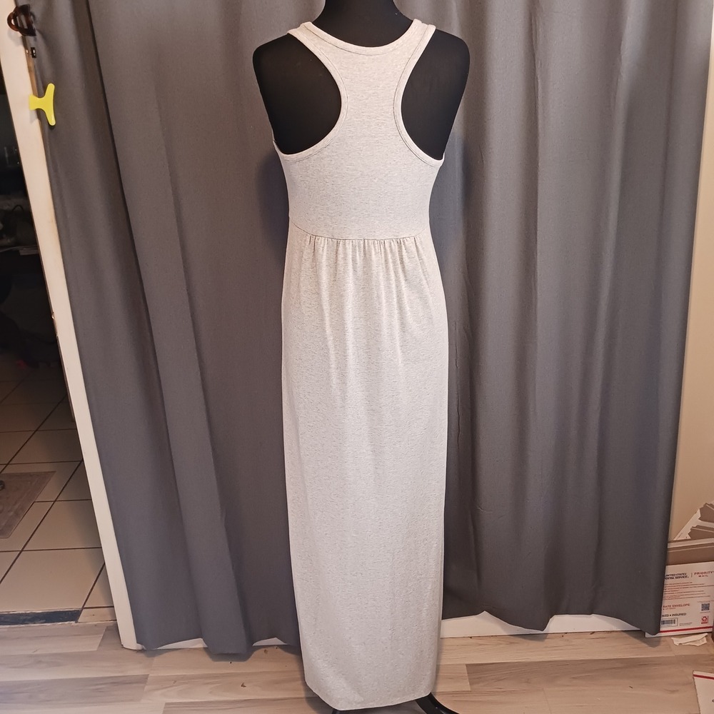 LOFT Beach Heather Grey Racerback Empire Waist Jersey Knit Maxi Dress M - Picture 4 of 7
